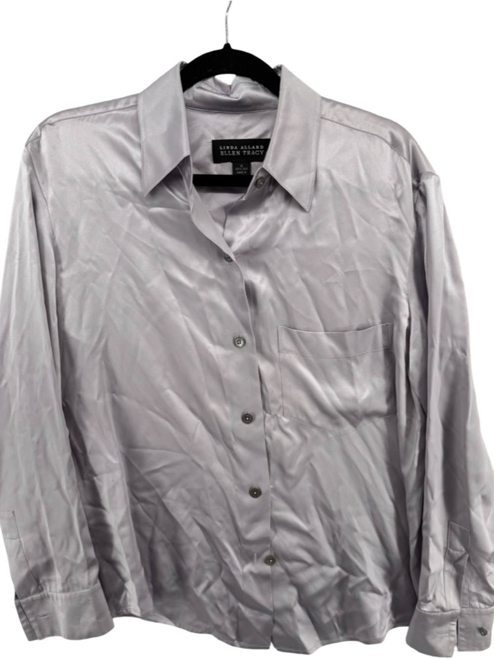Ellen Tracy 100% Silk Button Down Long Sleeve